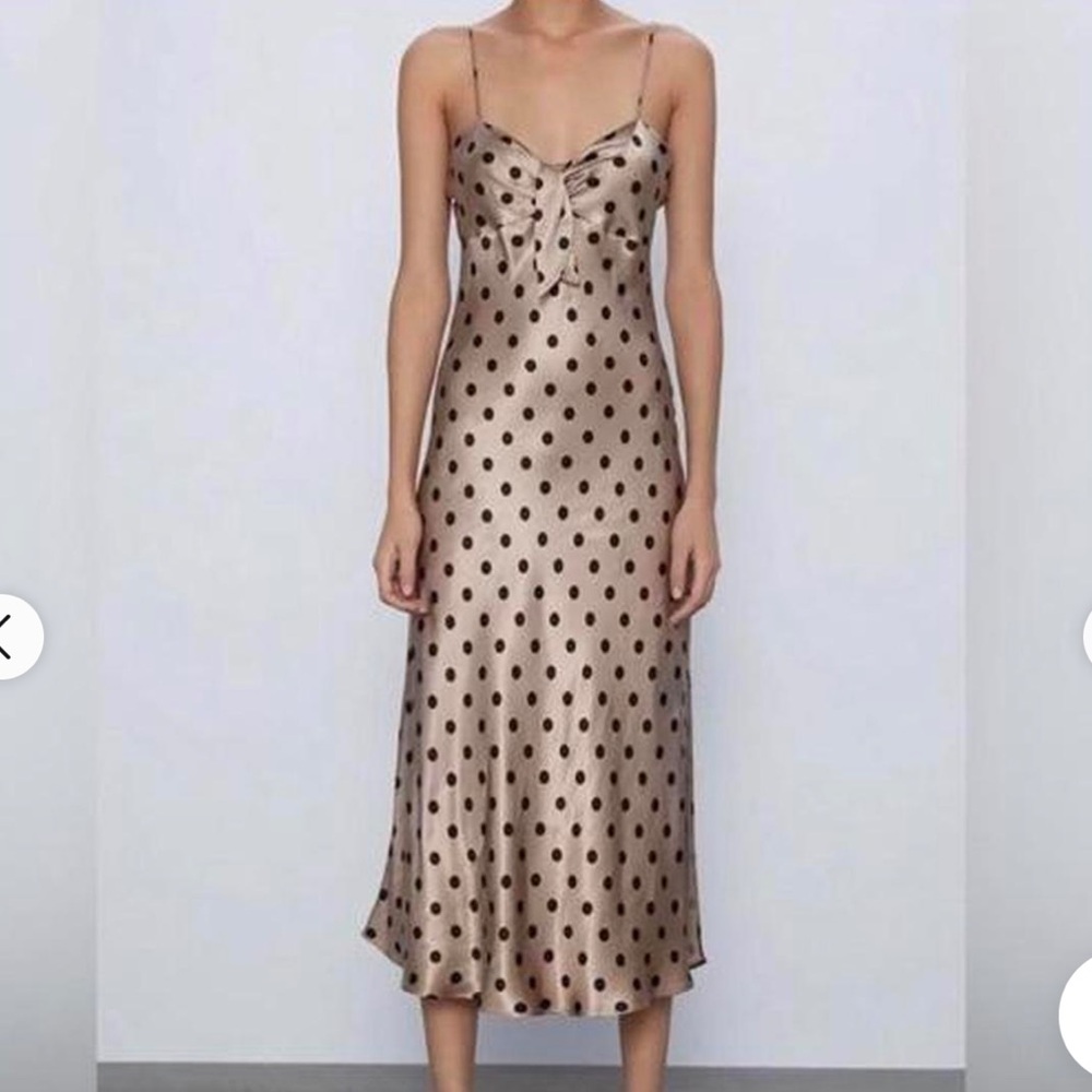 Polka Dot Silk Midi Dress